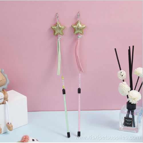 interactive tassels plastic stick steel wire cat teaser